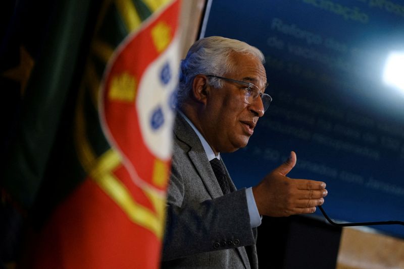 FILE PHOTO: Portugal's Prime Minister Antonio Costa speaks during a news conference to announce the new measures amid the coronavirus disease (COVID-19) pandemic, at Ajuda Palace in Lisbon