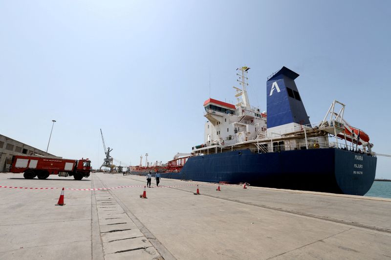 FILE PHOTO: Oil tanker docks at the port of Hodeidah, Yemen