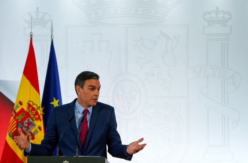 Spanish Prime Minister Pedro Sanchez holds a news conference, in Madrid