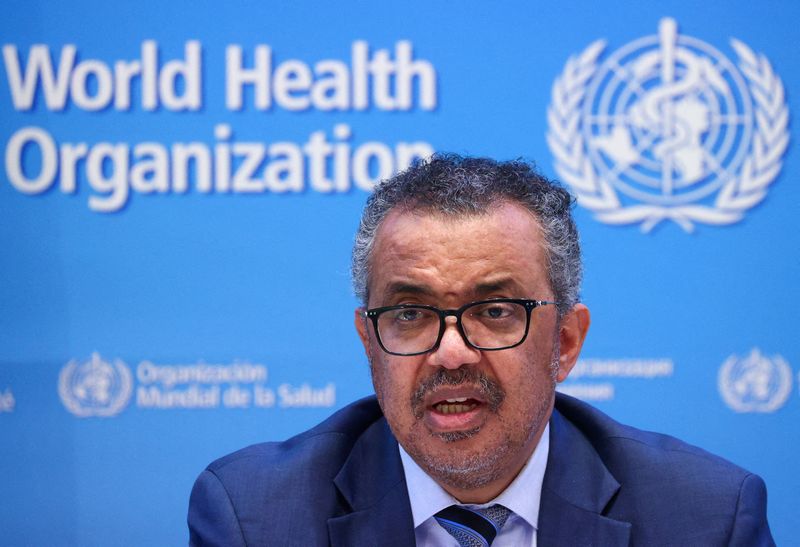 FILE PHOTO: WHO Director-General Tedros Adhanom Ghebreyesus gives news conference in Geneva