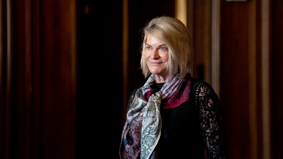 Senator-elect Cynthia Lummis (R-WY) meets with the media on November 9, 2020 in Washington, DC. The Senate is reconvening for the first time after the 2020 presidential election and a coronavirus relief package is high on their list of priorities. (Photo by Stefani Reynolds-Pool/Getty Images)