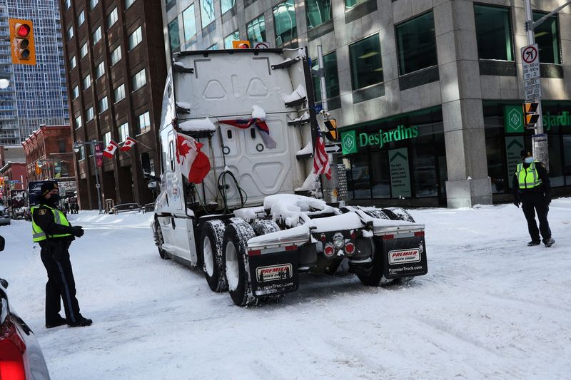 Truckers and supporters continue to protest COVID-19 vaccine mandates, in Ottawa