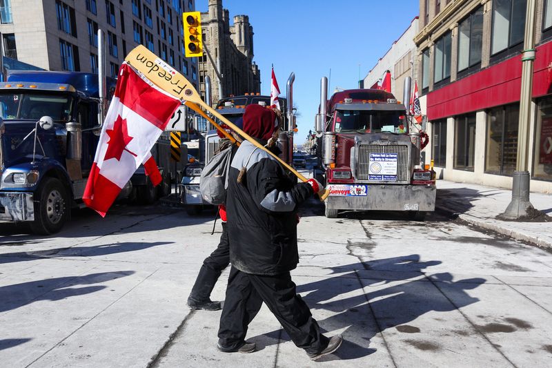 FILE PHOTO: Truckers and supporters continue to protest COVID-19 vaccine mandates in Ottawa