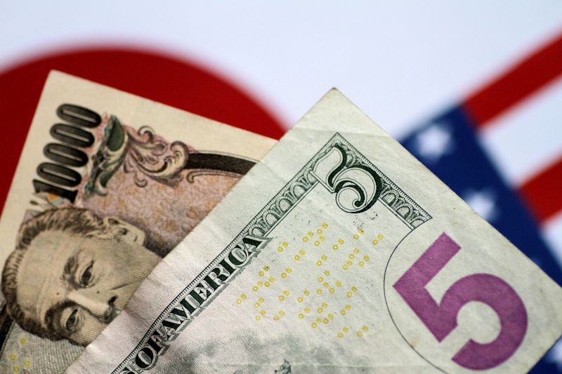 FILE PHOTO: Illustration photo of U.S. dollar and Japan yen notes