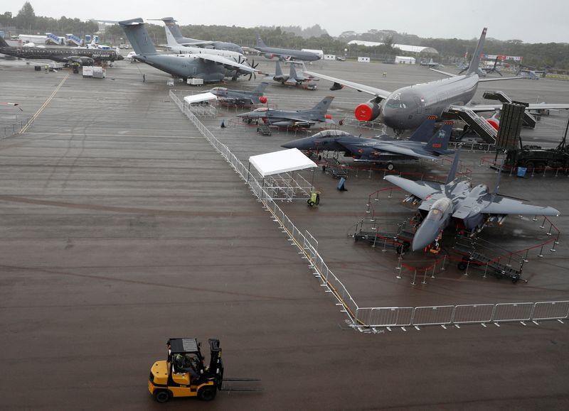 FILE PHOTO: A general view of the static display of aircrafts during a media preview of the Singapore Airshow in Singapore