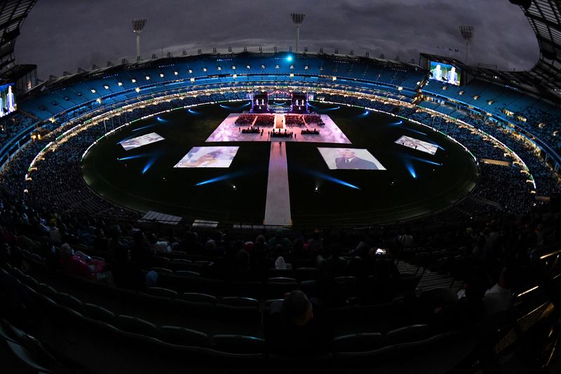 A view of the State Memorial Service for cricket legend Shane Warne at the MCG in Melbourne