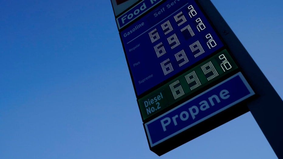 Gas prices are advertised at over six dollars a gallon Monday