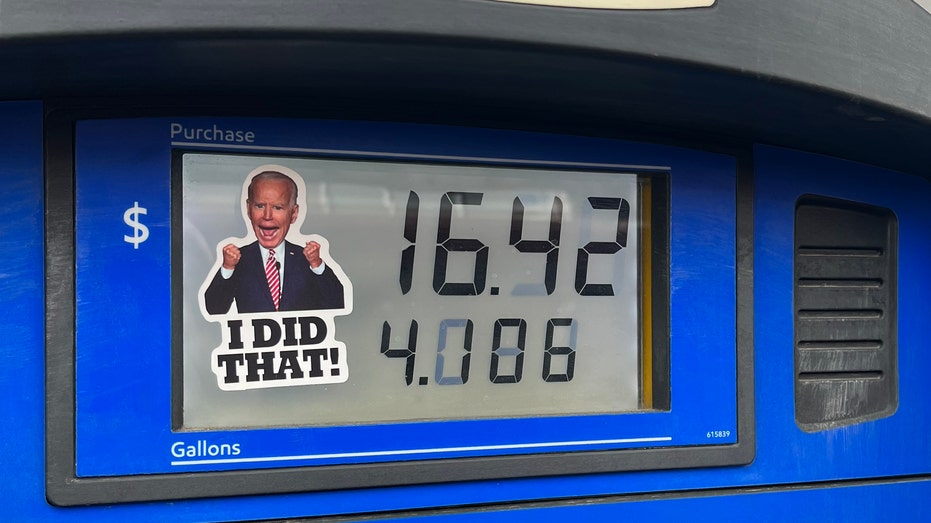 Photo of gas pump with Biden sticker