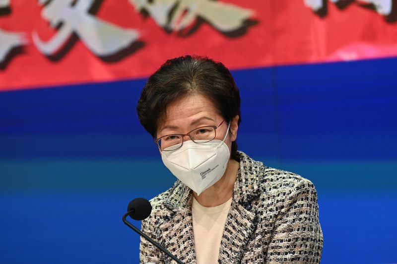 Hong Kong Chief Executive Carrie Lam speaks during a news conference, in Hong Kong