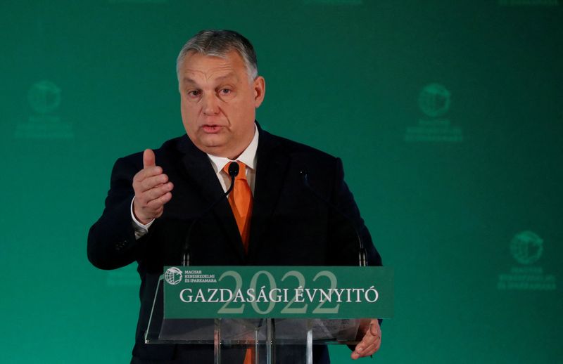 FILE PHOTO: Hungarian PM Orban attends a business conference, in Budapest