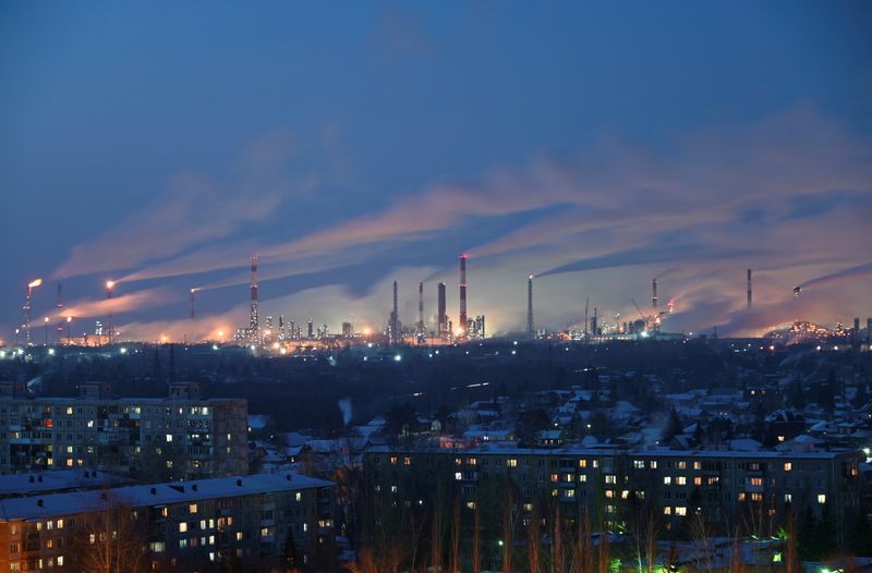 FILE PHOTO: A view shows a local oil refinery in Omsk