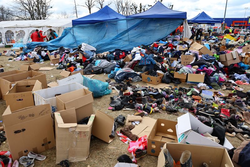 Refugees fleeing Russian invasion of Ukraine in Przemysl