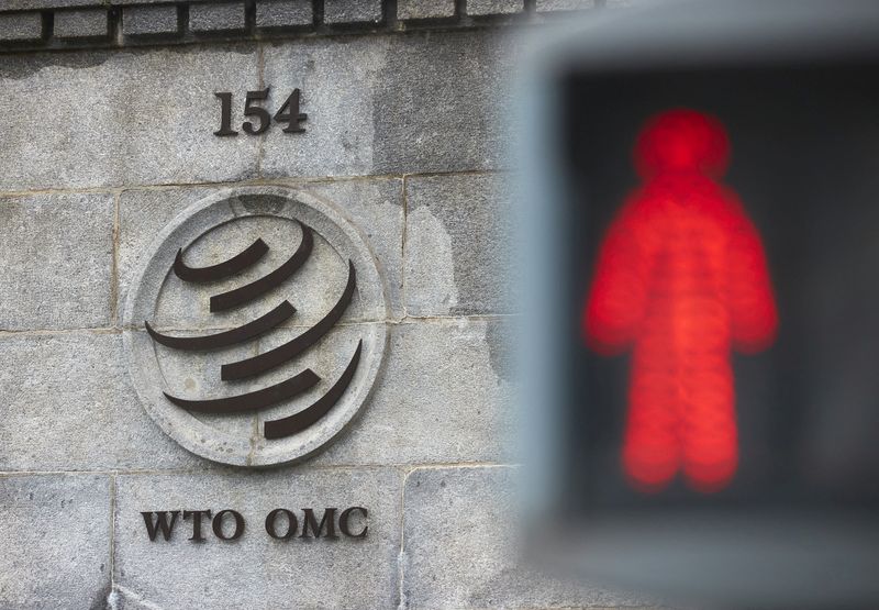 FILE PHOTO: A logo is pictured on the WTO in Geneva