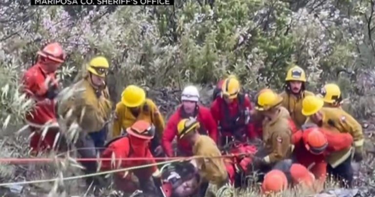 Father and son rescued after car plunges 500 feet down cliff