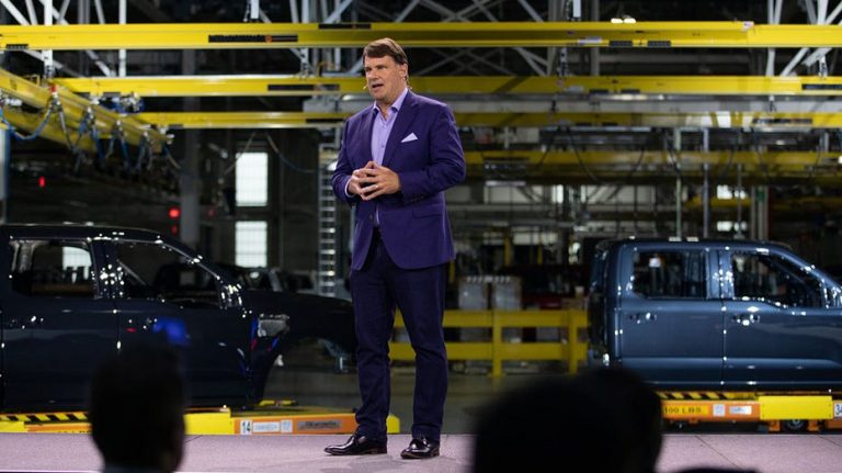 Ford CEO Jim Farley burns Tesla during electric F-150 Lightning launch event