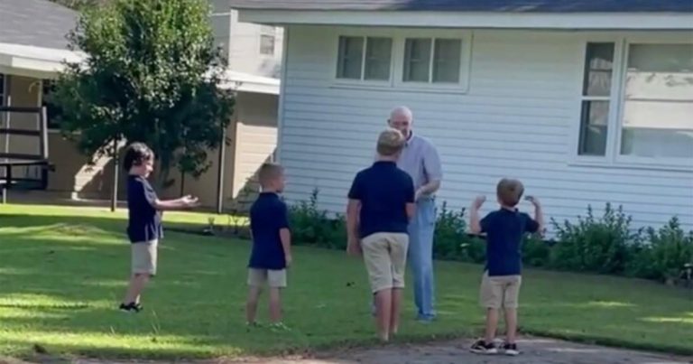 Kids talk to neighbor with dementia