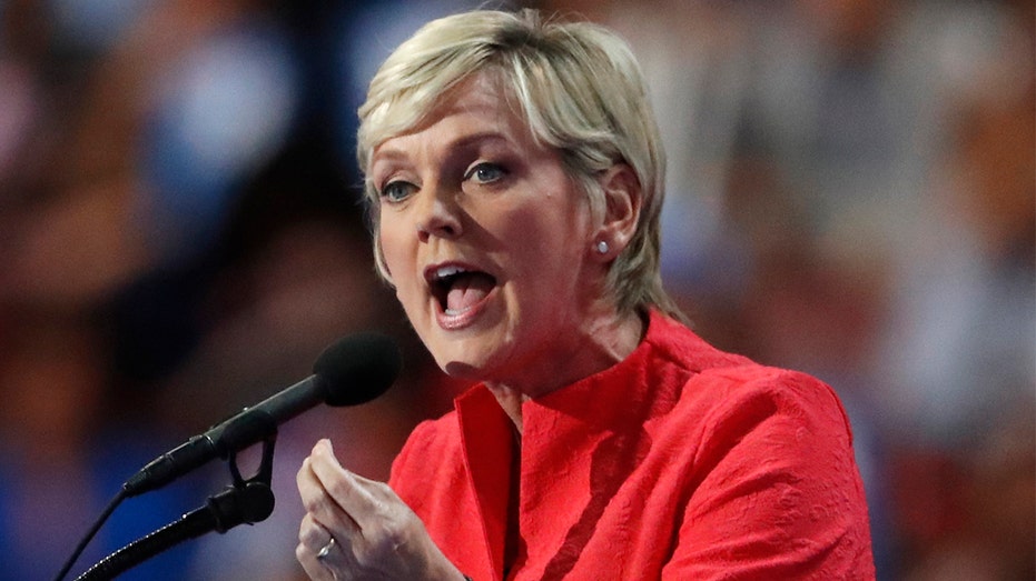 Jennifer Granholm speaks during the final day of the Democratic National Convention in Philadelphia