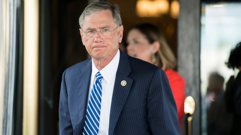 Rep. Blaine Luetkemeyer, R-Mo., leaves the House Republican Conference meeting at the Capitol Hill Club in Washington on Wednesday morning, June 13, 2018. (Photo By Bill Clark/CQ Roll Call)