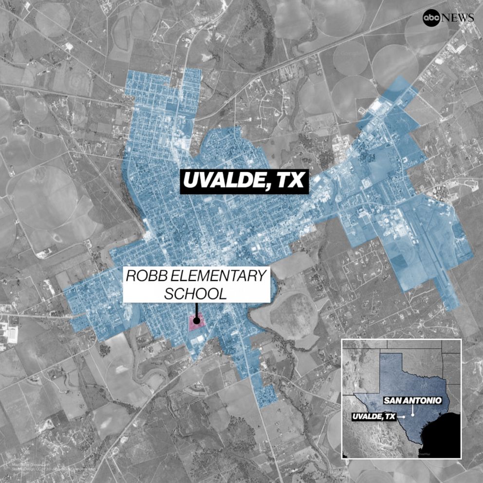 Map of Robb Elementary School Shooting, Uvalde Texas