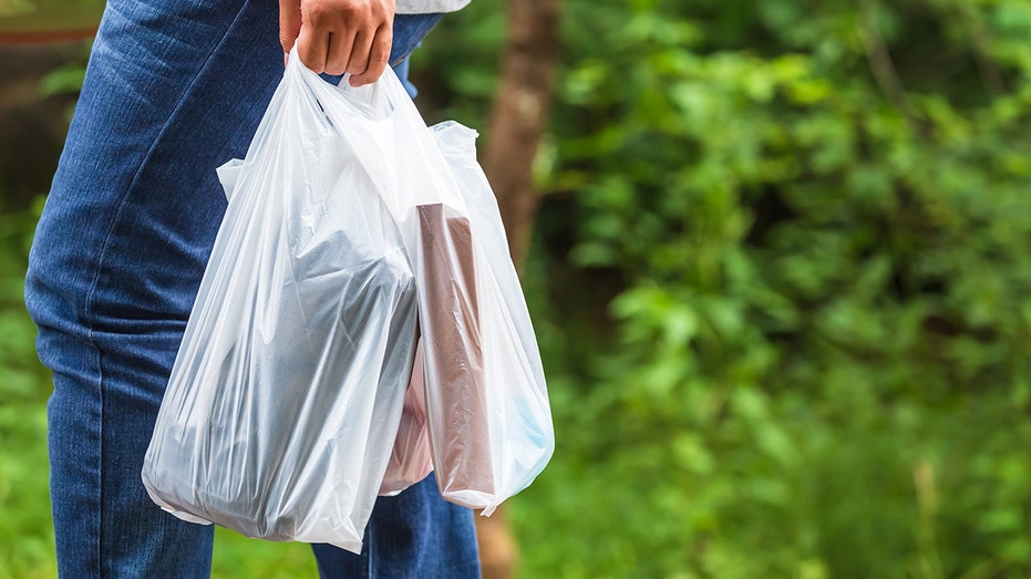 Woman with plastic bags