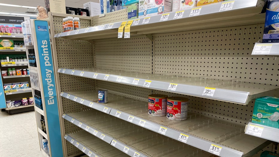 Empty store shelves during baby formula shortage