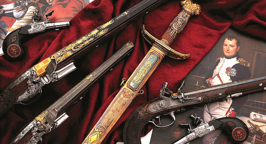 Six-piece garniture that belonged to Napoleon Bonaparte included five firearms and one gilt sword