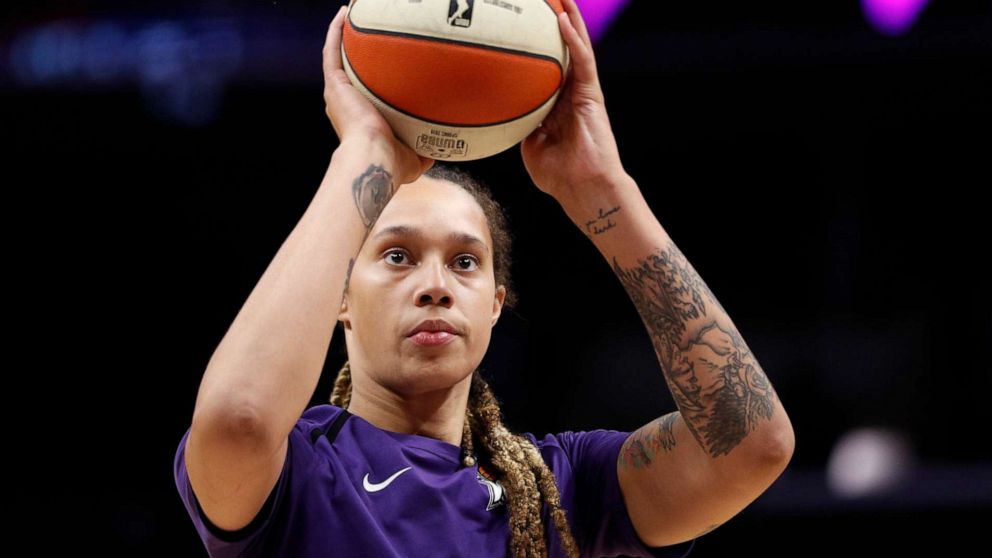 PHOTO: Brittney Griner warms up for the in Los Angeles, Aug. 8. 2019.