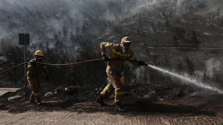 Greek firefighters battle blaze near Athens for second day