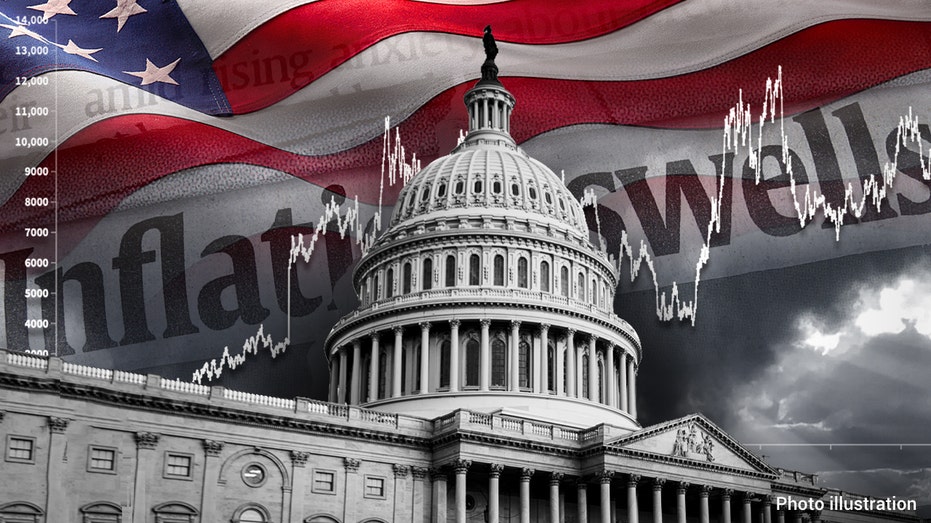 inflation swells US Capitol building, American flag