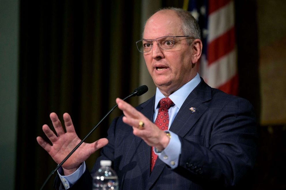 PHOTO: Louisiana Gov. John Bel Edwards speaks during a news conference in Baton Rouge, La., Feb. 1, 2022. 