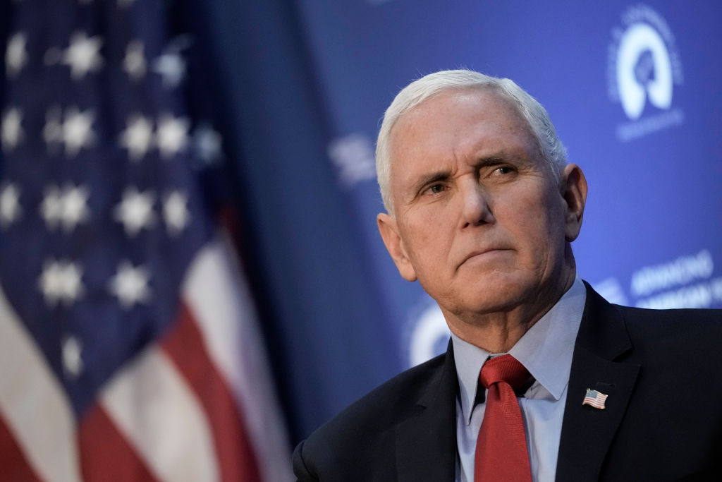 WASHINGTON, DC - NOVEMBER 30: Former U.S. Vice President Mike Pence speaks at the National Press Club on November 30, 2021 in Washington, DC. Pence spoke about the upcoming Supreme Court case involving a controversial Mississippi abortion law that will be heard at the high court on Wednesday. (Photo by Drew Angerer/Getty Images)