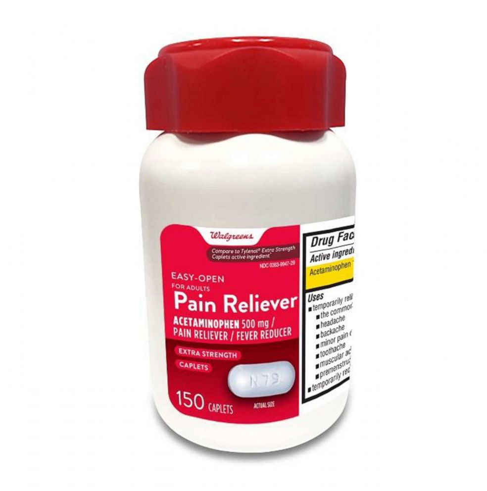 PHOTO: Walgreens Pain Reliever Acetaminophen, 150 count bottles have been recalled due to the packaging of the products not being child resistant, posing a risk of poisoning if the contents are swallowed by young children. 