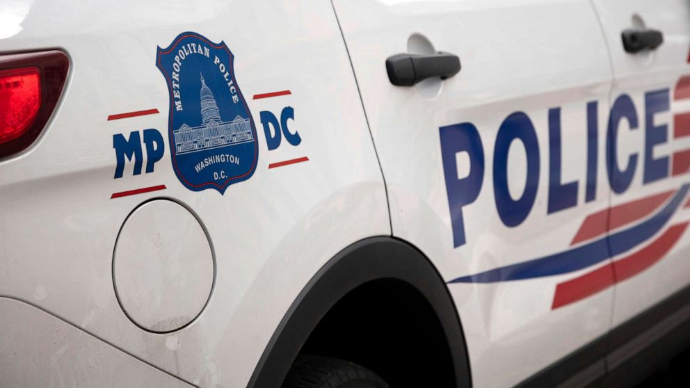 PHOTO: A general view of a Washington Metropolitan Police Department logo, as seen on a vehicle sitting idle on a street in downtown Washington, D.C., Oct. 13, 2021.