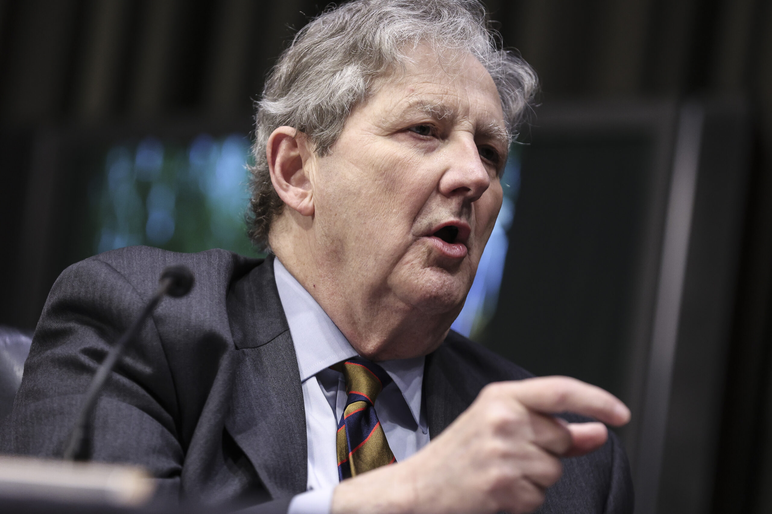 Sen. John Kennedy, R-La., speaks during a Senate Appropriations Committee hearing to examine the American Jobs Plan, focusing on infrastructure, climate change, and investing in our nation's future on Tuesday, April 20, 2021 on Capitol Hill in Washington. (Oliver Contreras/The Washington Post via AP, Pool)