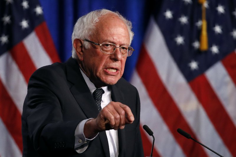 Sen. Bernie Sanders (I-Vt.) speaks at George Washington University in Washington. (AP Photo/Patrick Semansky)