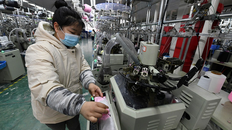 A factory worker in China