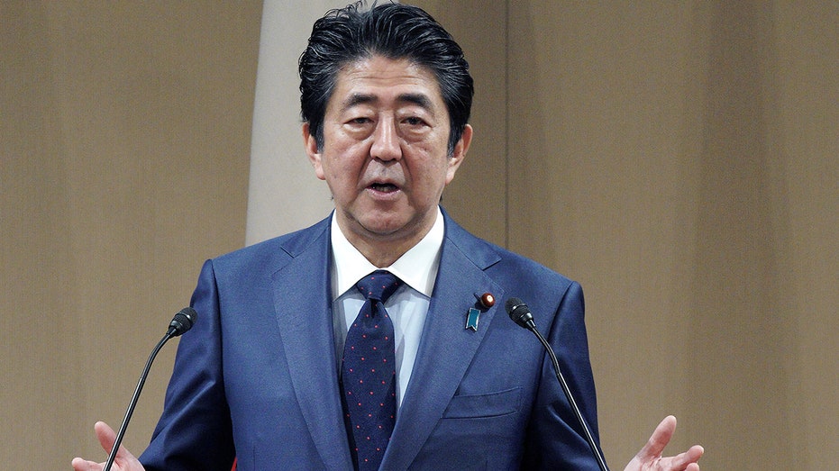 Shinzo Abe speaks at a Trans-Atlantic Partnership conference