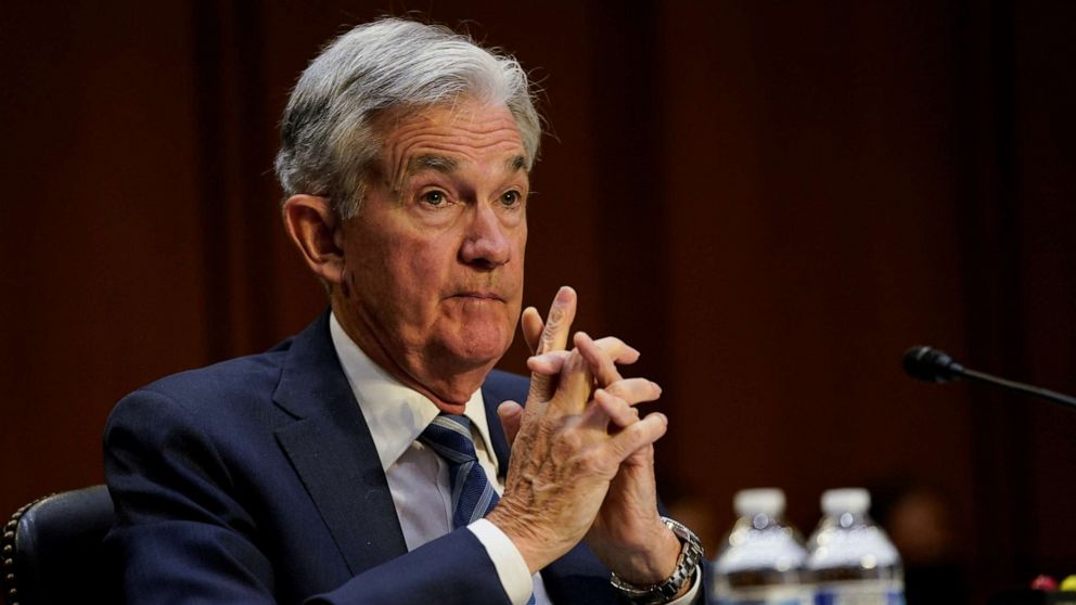 PHOTO: Federal Reserve Chair Jerome Powell reacts as he testifies before a Senate Banking, Housing, and Urban Affairs Committee hearing on Capitol Hill in Washington, D.C., June 22, 2022.