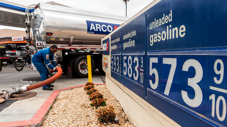 A California gas station is seen in May