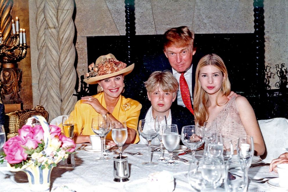 PHOTO: Ivana Trump, her son Eric Trump, her former husband businessman Donald Trump, and her daughter Ivanka Trump are pictured at the Mar-a-Lago estate, Palm Beach, Fla., in 1998. 