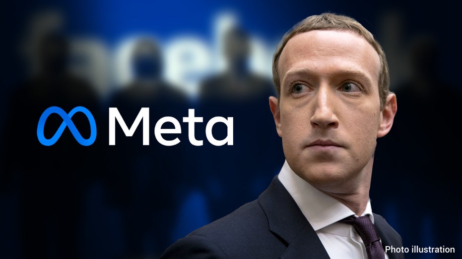 Mark Zuckerberg with new Meta logo