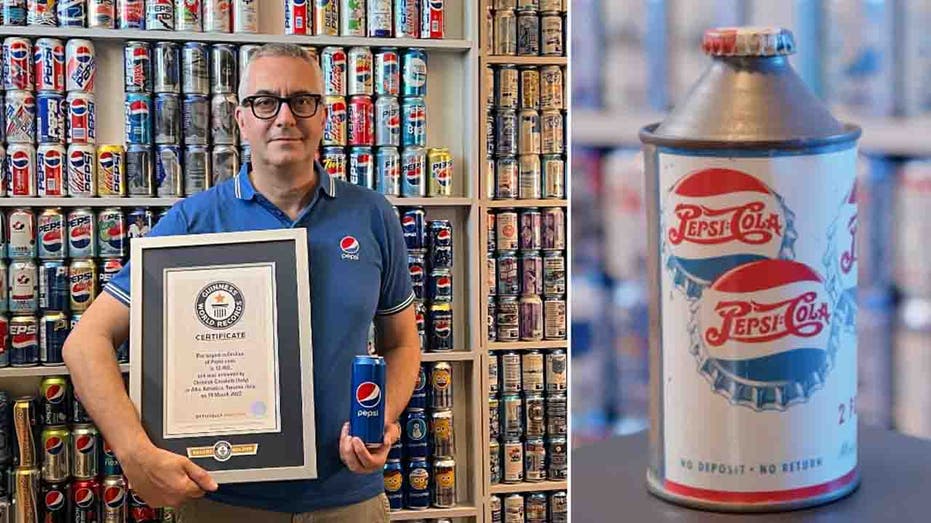 Christian Cavaletti and his Pepsi can collection