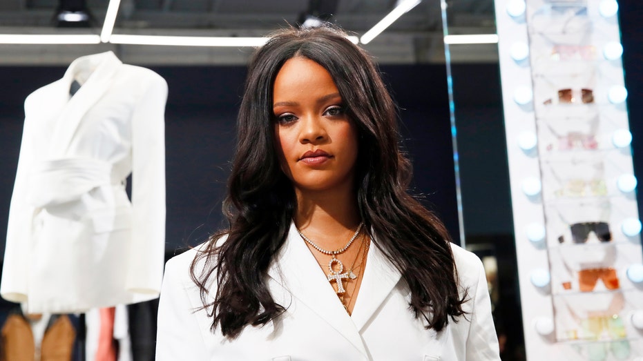 Rihanna at a Fenty pop-up store