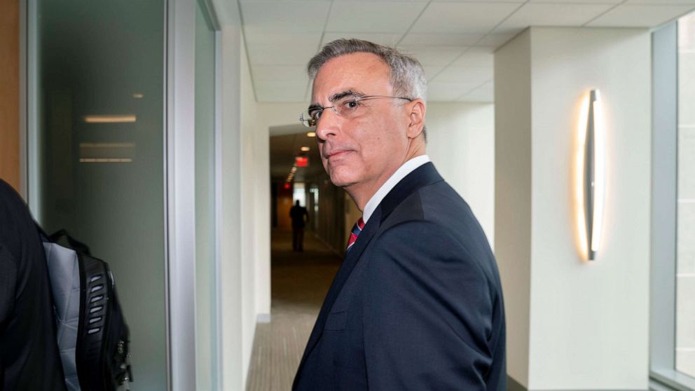 PHOTO: Pat Cipollone, the former White House counsel under President Donald Trump, arrives at the Ford House Office Building to answer questions from investigators with the Jan. 6 Select Committee, on Capitol Hill in Washington, D.C., July 8, 2022.