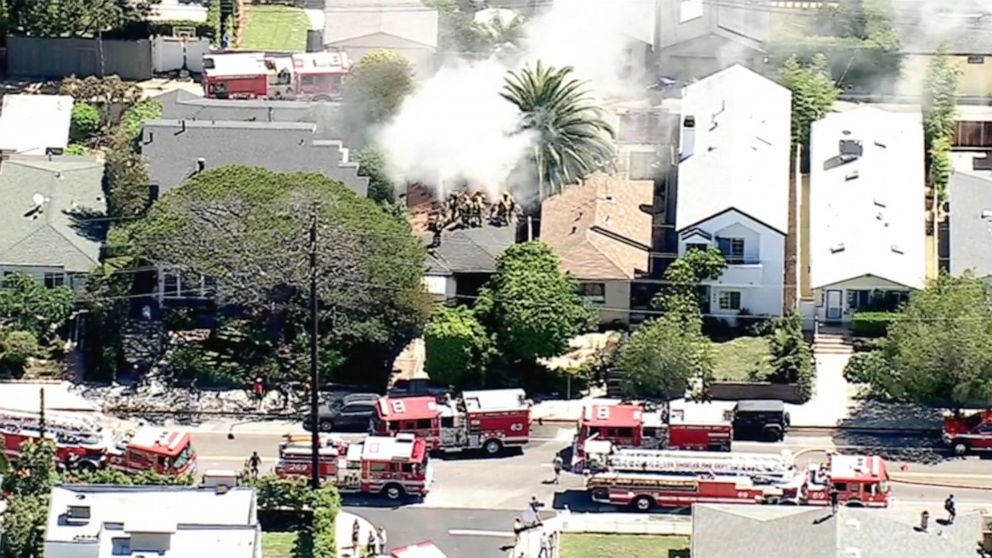 PHOTO: Los Angeles firefighters responded to a fiery, single-car crash on Aug. 5, 2022.