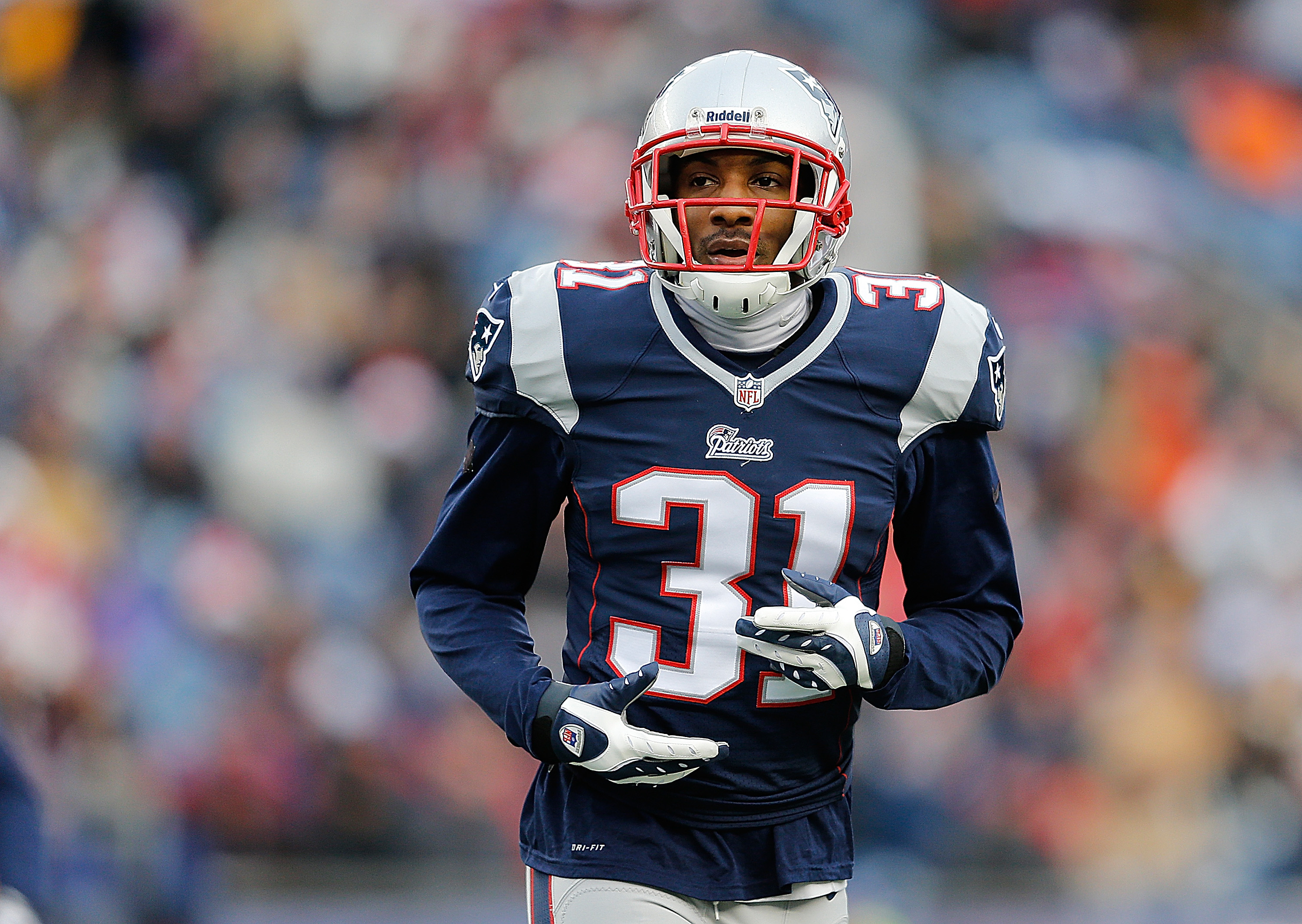 FOXBORO, MA - DECEMBER 8: Aqib Talib #31 of the New England Patriots looks on during a game with Cleveland Browns at Gillette Stadium on December 8, 2013 in Foxboro, Massachusetts. (Photo by Jim Rogash/Getty Images)