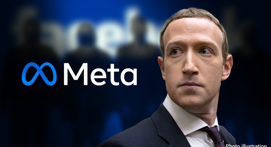 Mark Zuckerberg with new meta logo