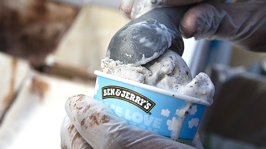 Ben and Jerrys ice cream being scooped