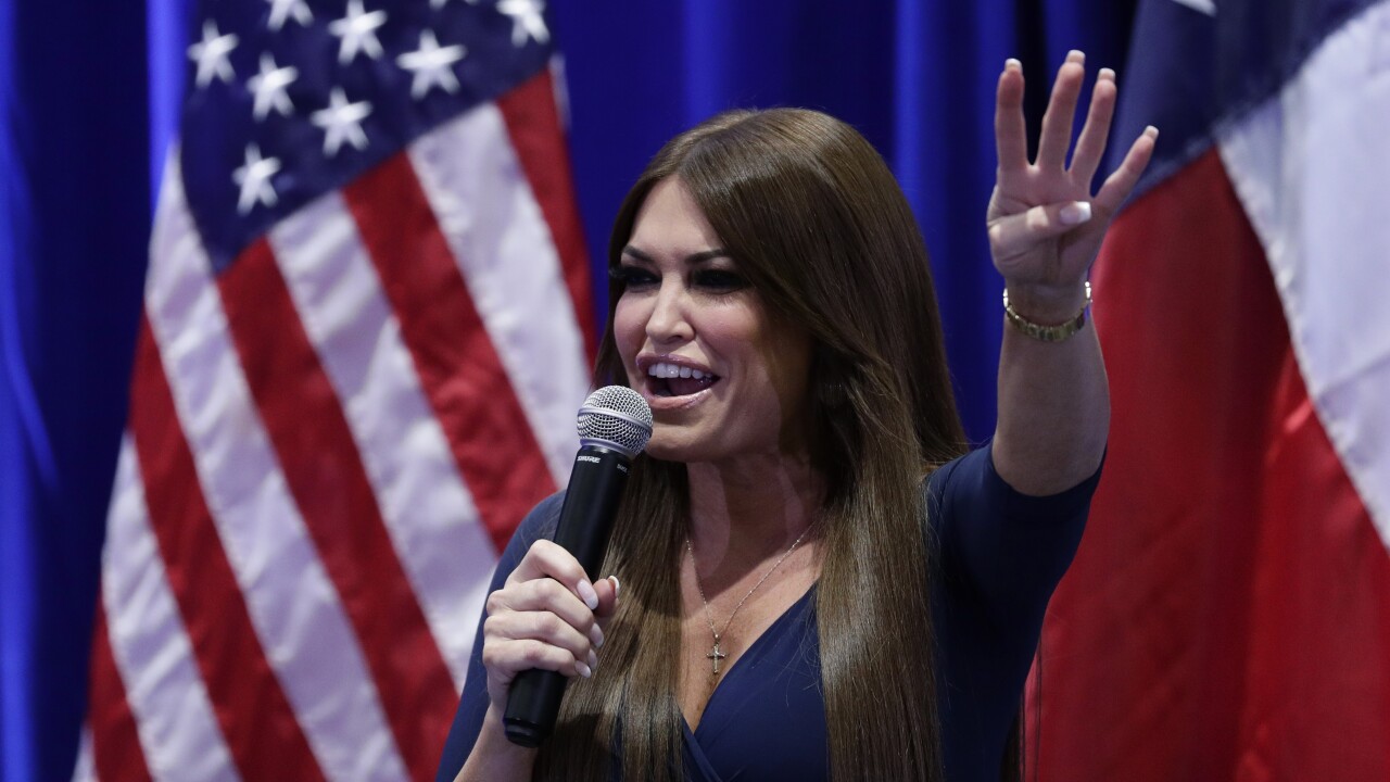 Trump campaign senior advisor Kimberly Guilfoyle speaks to supporters President Donald Trump during a panel discussion, Tuesday, Oct. 15, 2019, in San Antonio. (AP Photo/Eric Gay)