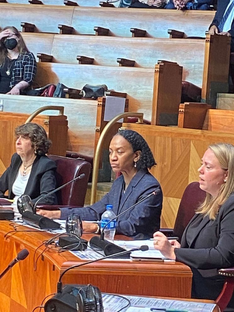 PHOTO: Members of the federal Equal Employment Opportunity Commission hold meeting in Buffalo on Aug. 22, 2022, and listen to loved ones of those shot in the May 14 mass shooting at the Tops grocery story in East Buffalo. 